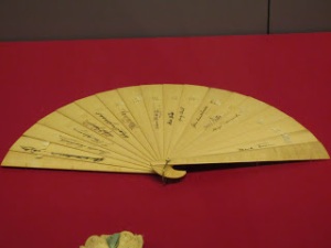 An autographed ivory fan, similar to Lady Gregory's